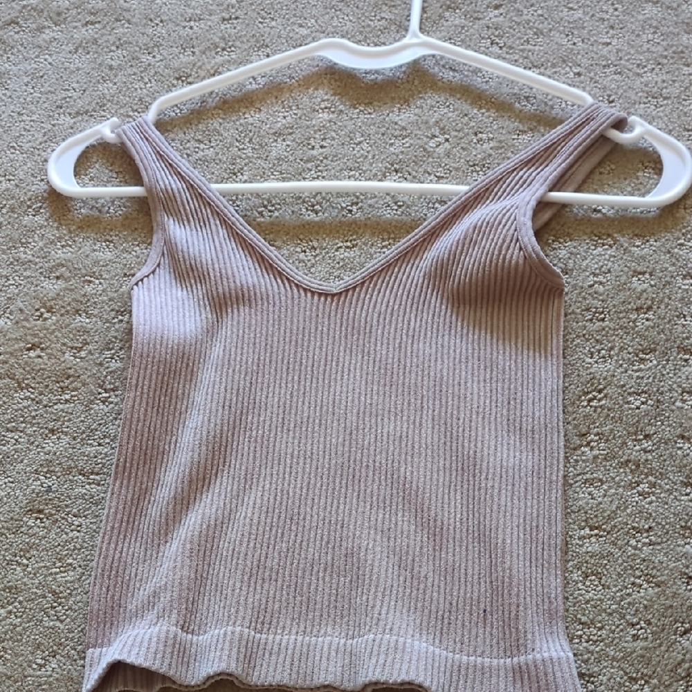 Aura Pink Ribbed Sleeveless Camisole